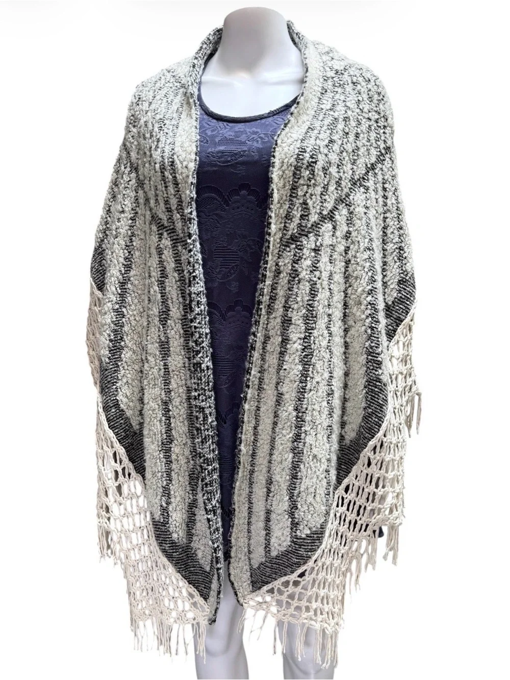 Anthropologie Angel Of The North Fringed Wrap Shawl Poncho